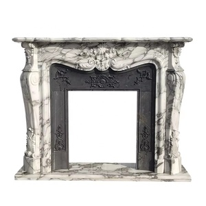 Cheminée de style traditionnel en marbre sculpté à motifs floraux, meuble <span class=keywords><strong>TV</strong></span> autoportant pour villa, avec télécommande - Product Image 6