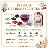 Tisane aux herbes de mûrier et de goji authentique sous marque privée, personnalisation OEM ODM, sachets de thé pour cadeaux, vente au détail, boutiques de beauté et bien-être