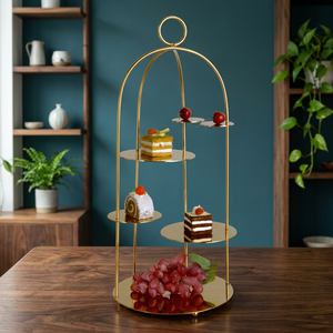 Élégant support à gâteau multi-étages en métal doré, présentoir à desserts pour mariage, cupcakes, pâtisseries, fruits et décoration de table de fête - Product Image 1