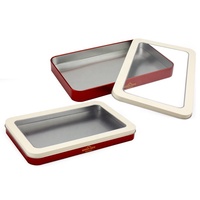 Boîte en métal rectangulaire avec fenêtre en plastique pour présentation de chocolats, bonbons, biscuits, gâteaux, emballage alimentaire de qualité supérieure, vente en gros