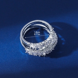 Anello a Croce con Fiocco di Neve in Lega Placcata Oro 18K, Argento con Zirconi Incastonati, Anelli Geometrici Impilabili Unisex CNAS - Product Image 5