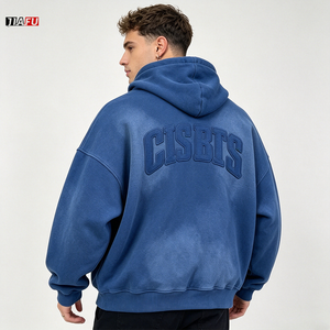 500gsm <strong>Men's</strong> <strong>Hoodies</strong> High Quality Oversized Acid Washed Zip up Heavyweight Blank <strong>Hoodies</strong> <strong>for</strong> <strong>Men</strong> Embroidery Custom Logo Supplier - Product Image 3