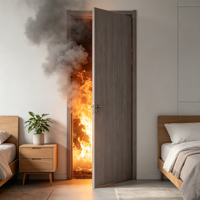 Porte coupe-feu intérieure moderne en PVC filmé, résistante à l'humidité, résistance au feu de 60 minutes, porte en bois pour hôtel et appartement
