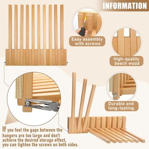 Porte-manteau mural pliable en bois de hêtre, moderne et portable pour salon, 42,5x43cm, gain de place - Product Image 4