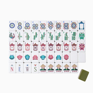 Luxury Modern Hand-Painted American Blue Acrylic <b>Mahjong</b> Tiles Custom Color 160pcs Durable Eco-Friendly Foldable Portable - Product Image 3