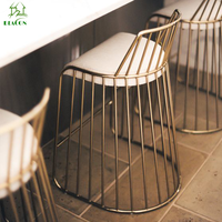 Tabouret de bar de luxe commercial, chaise haute, cadre en métal doré moderne, tabourets de bar en velours pour la cuisine