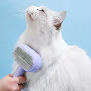 Spazzola autopulente 2 in 1 per animali domestici OEM ODM all'ingrosso, <span class=keywords><strong>pettine</strong></span> per toelettatura cani e gatti con rimozione peli e pulsante di rilascio - Product Image 2