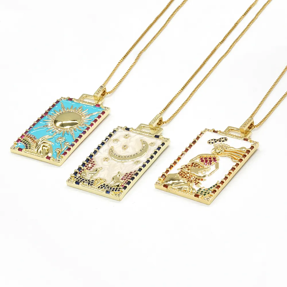 Italy Enamel Charms Pendant Necklace Custom Jewelry Gold Plated