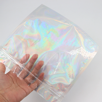 Sacs à fermeture éclair en mylar holographique avec logo personnalisé conception petite pochette en plastique aluminium emballage de bijoux au laser
