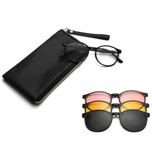 Nuevas monturas de gafas magnéticas TR90 para mujer con gafas de sol polarizadas, protección UV, estilo de montura redonda grande 6218 - Product Image 1