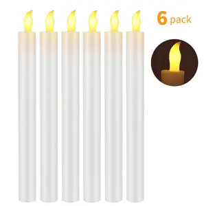 Velas cónicas LED sin Llama de 6 piezas con interruptor de empuje, velas eléctricas para el hogar, boda, fiesta de cumpleaños, decoración de vacaciones