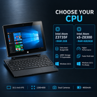 Tablet Windows 10 2-in-1 10,1 Inci 0,55KG Intel Atom IPS Layar Sentuh Kamera 5MP Keyboard Magnetik WiFi BT untuk Perjalanan dan Pekerjaan