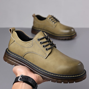 Botas de cuero para hombre, estilo Martin, tacón bajo, suela de goma antideslizante, zapatos casuales para el tiempo libre, hechas en Wenzhou. - Product Image 3