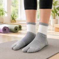 Chaussettes à cinq doigts Tabi en tricot, respirantes, mi-mollet, en coton, pour le yoga, le Pilates, la course à pied, pour hommes et femmes