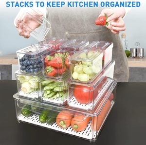 Paquete de 10 contenedores Organizadores de refrigerador de PET sin BPA, tapas apilables, contenedores de almacenamiento de nevera para producir frutas, paquete de 10 nevera - Product Image 2