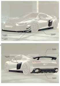 Kit carrosserie en fibre <span class=keywords><strong>de</strong></span> carbone pour <span class=keywords><strong>Audi</strong></span> <span class=keywords><strong>R8</strong></span>, lèvre avant en fibre <span class=keywords><strong>de</strong></span> carbone, diffuseur, spoiler, capot, prise d'air latérale - Product Image 2
