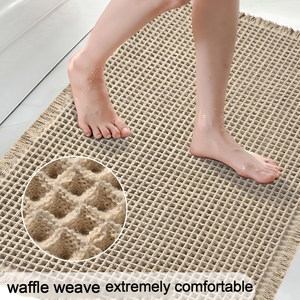 Alfombra de Baño Moderna Gris Lavable con Diseño de Waffle Resistente al Desgaste FIGOO - Directo de Fábrica - Product Image 2