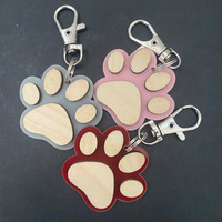 Porte-clés en bois avec empreinte de patte et impression UV, cadeau personnalisé créatif pour clés