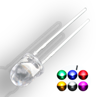 Diode LED diffuse F5 à montage traversant, lentille couleur 0,06W, blanc, bleu, rouge, vert, jaune, orange, 5mm