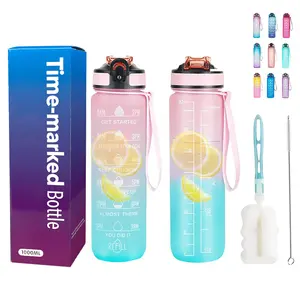SJB002 Tritan BPA Free 1l Fitness Outdoor Sports Water Jug botella de agua motivacional Large Plastic Motivational Water Bottle