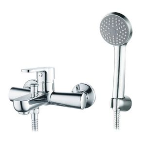 Mitigeur de bain Paco à poignée unique en chrome, robinet de baignoire en laiton poli et brossé avec cartouche céramique pour hôtels - Product Image 1