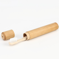 Brosse à dents en bambou écologique avec étui de voyage, poils doux en charbon de bois biodégradables et tube en bambou réutilisable