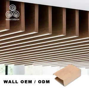 Mumu Massief Houten Grid Opgeschort Product Verwijderbare Hout Decoratieve Valse Aluminium Strip Plafond Panelen