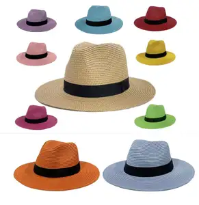 Summer soft top with large brim folding straw hat men's English top wide brim hat
