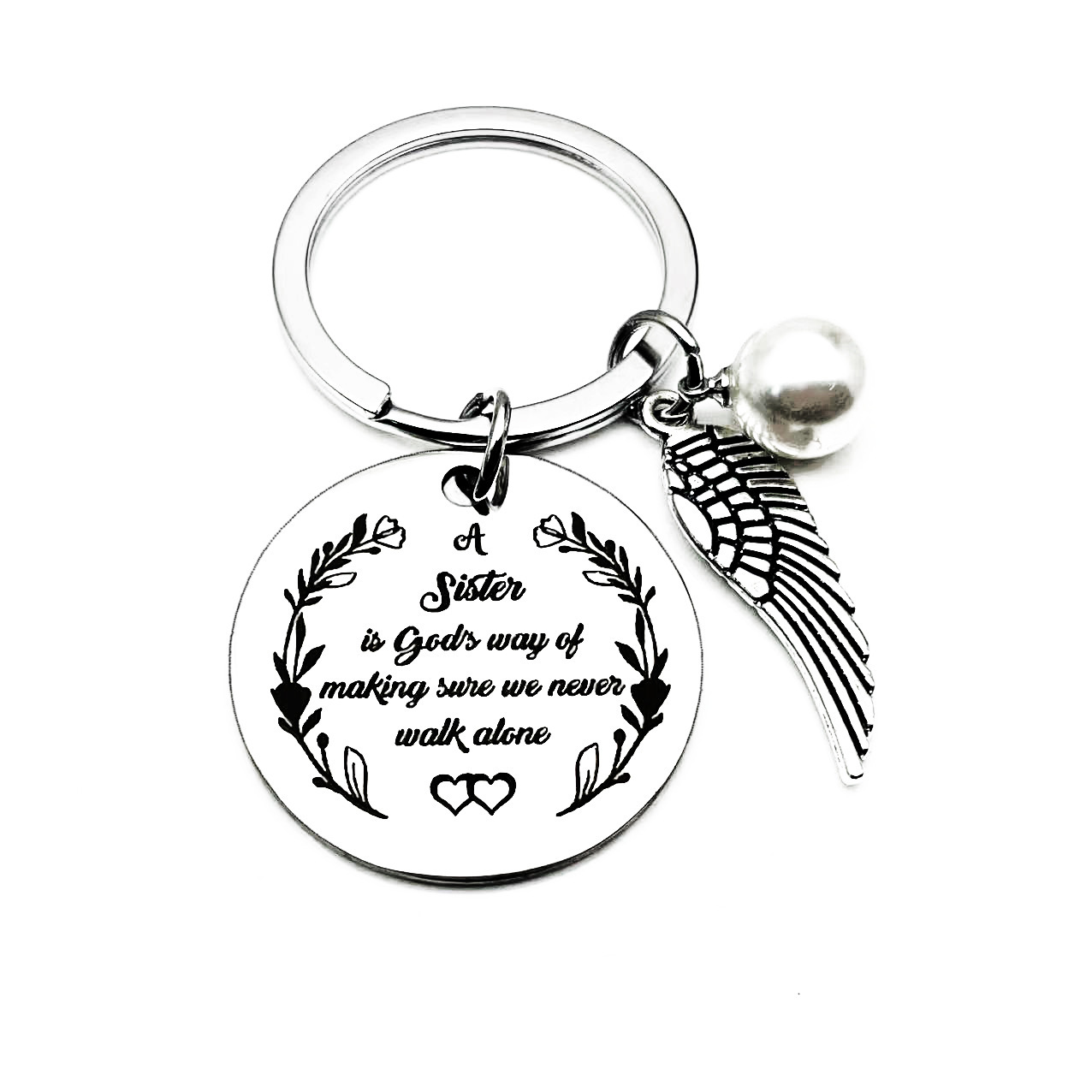 Freundschafts-Schlüsselanhänger Für Schwester - Edelstahl Gravur "A Sister Is God's Way..." - Silber | Geschenk Für Beste Freundin