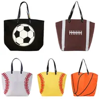 Bolsa de pano esportiva n1576, bolsa grande de algodão com estampa de softball, sacola de mala de beisebol grande para mulheres