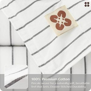 Luxury 100% Linen <strong>Duvet</strong> Cover <strong>Set</strong> 3-Piece Breathable Bedding <strong>Set</strong> <strong>Navy</strong> Striped Linen <strong>Duvet</strong> <strong>Set</strong> for Home - Product Image 5