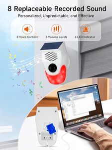 Alarme solaire <span class=keywords><strong>AGSHOME</strong></span> à détecteur de mouvement 120 dB avec téléchargement vocal personnalisé, lumières stroboscopiques, télécommande, étanche IP65, dissuasif pour cerfs/ours - Product Image 2