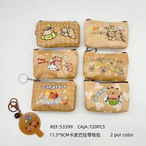 Portamonete Capybara 11,5x9 cm Mini portafoglio a forma di cartone animato per ragazze Chiusura con cerniera Stile compatto - Product Image 1