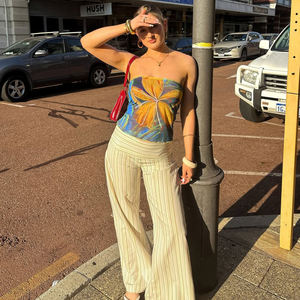 Débardeur en maille à imprimé floral color block pour femme, sans manches, léger, décontracté, tendance, pour l'été - Product Image 3