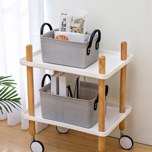<b>Rectangular</b> Plastic <b>Storage</b> <b>Basket</b> With Handles Blue PP Material For Bathroom Desktop Organizing - Product Image 2