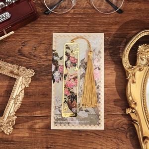 Marque-page métallique creux de haute qualité avec pompon, motif peinture à l'huile, cadeau de papeterie imprimé pour les amateurs de livres, lecteurs et écrivains - Product Image 6