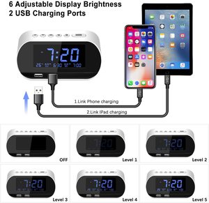 <strong>Alarm</strong> <strong>Clock</strong> Reloj <strong>Radio</strong> FM with Sleep Timer Dual USB Ports for Charging Dual <strong>Alarms</strong> Digital Table Desk <strong>Alarm</strong> <strong>Clock</strong> - Product Image 3