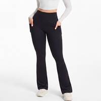 Pantalon de yoga évasé sans couture taille haute pour femme avec poches, leggings de sport extensibles grande taille, pantalon de yoga décontracté