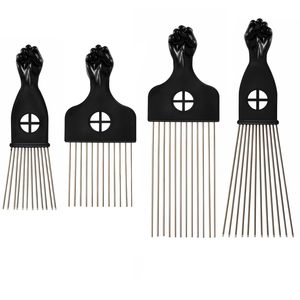 Oferta Especial: Peine Afro Clásico Negro Resistente al Calor con Dientes Anchos, Horquillas de Metal de Acero Inoxidable y Mango de Plástico, con Logotipo Personalizado - Product Image 1