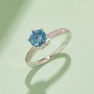 خاتم موسانيت رومانسي مخصص بالجملة من الفضة الإسترلينية عيار 925 مطلي بالبلاتين، 1 قيراط، درجة VVS للخطوبة والزفاف - Product Image 3