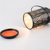 Lampu Penghangat Lilin Aroma Desain Hutan Logam Hitam dengan Minyak Wangi untuk Rumah