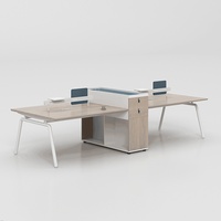 Combinaison de bureaux et chaises de bureau pour personnel, postes de travail côte à côte pour quatre personnes avec écrans, usage commercial, en PVC, mobiles