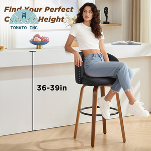 Taburete de bar giratorio TOMATO de poliuretano negro, muebles ajustables en altura de 36 a 39 pulgadas - Product Image 5