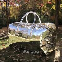Escultura de Bolsa de Acero Inoxidable Grande de Lujo RELONG, Personalizada para Decoración de Exteriores y Centros Comerciales