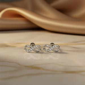 Orecchini a lobo E911 Gold Infinity con accenti di diamanti per gioielleria raffinata da donna - Product Image 2