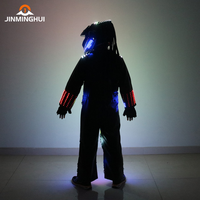 Disfraz de Robot LED con Control Remoto, Ropa Brillante, Casco de DJ para Discoteca, Color Personalizado, Plástico y Metal, para Halloween, VIP, Baile