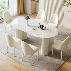 2024最新设计现代奶油风格高品质罗马柱桌腿底座椭圆形婚礼桌
