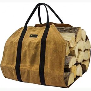 Bolsa de Lona Encerada para Leña, Muestra Gratuita, 16 Onzas, Resistente, Asas para Transportar Madera, Bolsa para Exteriores - Product Image 1