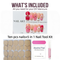 Nouvelles Faux Ongles Carrés Réutilisables en PMMA avec Estampage Or, Motif Fleur 3D et Perles, pour Femme – Tailles XS, S, M, L – Collection Printemps-Été