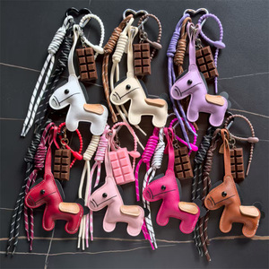2026 Pu Leather Stuffed Car Key Horse Keychain for Phone Bag Hanging Accessories DIY Decoration